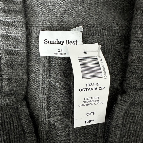 Sunday Best Octavia Aritzia XS NWT Cable Knit Cropped Sweater Grey - Picture 4 of 8